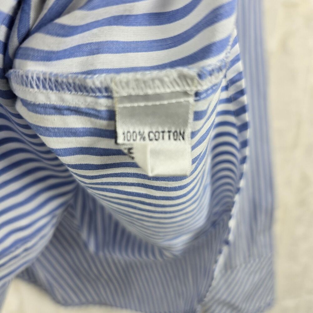 Lilly Pulitzer Women's Blue & White Striped Button Down Ruffle Shirt Size 10 - Picture 7 of 14
